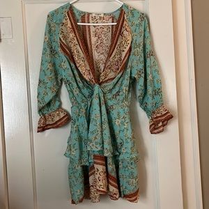 Only worn once. Blue low cut float dress